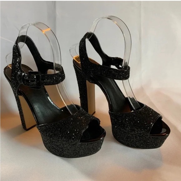 Size 7.5 Michael Kors, Black heels with glitter - Picture 1 of 8